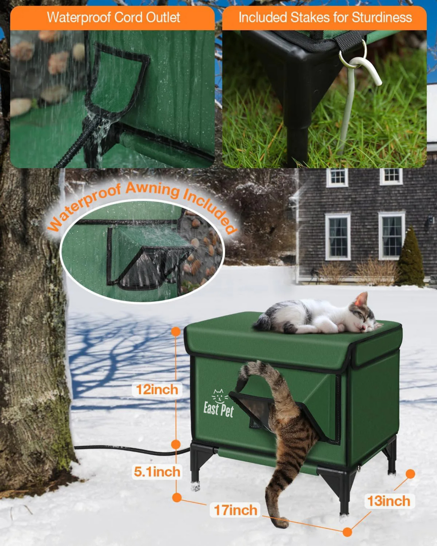 East Pet Outdoor Cat House: Green Edition &nbsp;A Cozy Retreat for Every Cat