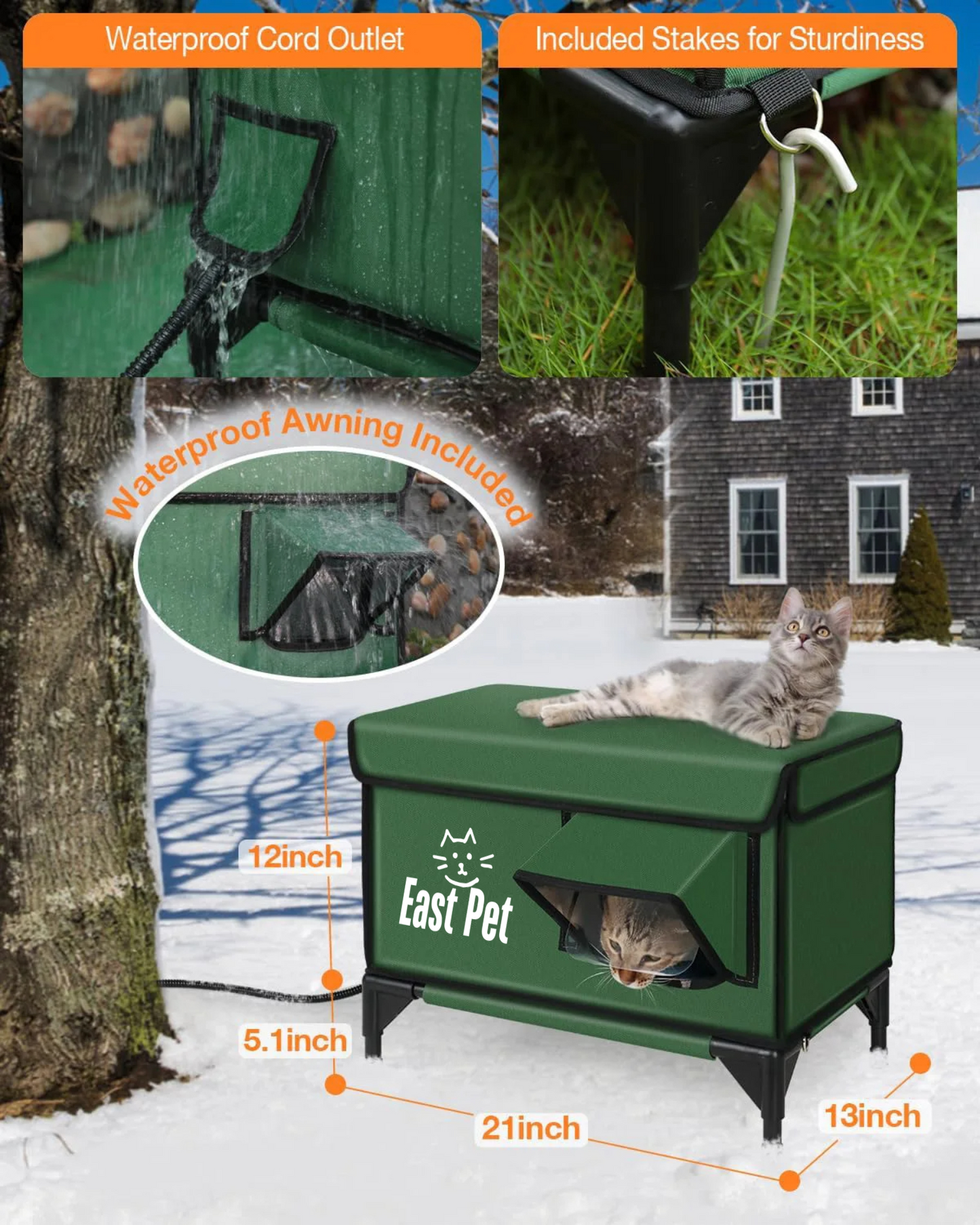 East Pet Outdoor Cat House: Green Edition &nbsp;A Cozy Retreat for Every Cat