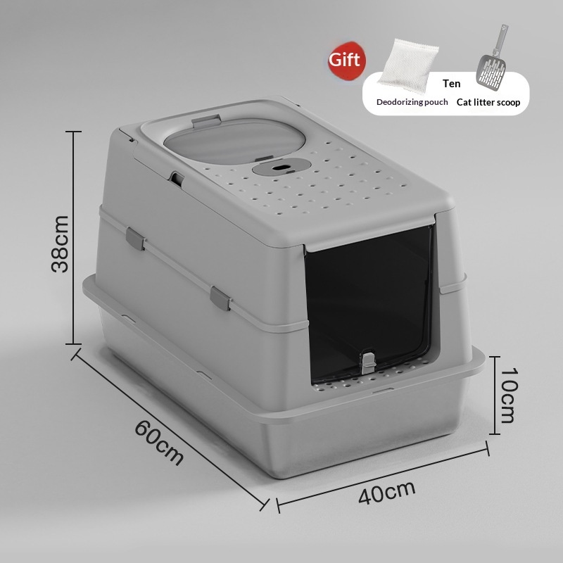 Stainless Steel Cat Litter Box With Flip Top Cover Closed Design - Image 6